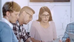 Startup meeting in a glass office Stock Footage