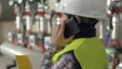 Female stationary engeneer at work Stock Footage