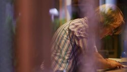 the shoemaker repairs a shoe Stock Footage