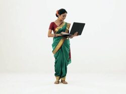 Marathi woman working on a laptop  Stock Footage