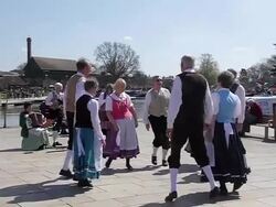 WS View of Country dancing for Shakespeare birthday celebrations AUDIO / Stratford upon Avon, Warwickshire, United Kingdom Stock Footage