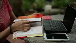 Businesswoman working in the outside Stock Footage