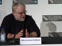 INTERVIEW: Rachel Evans Wood, Philip Seymour Hoffman, George Clooney on their characters at the The Ides of March Press Conference: 55th BFI London Film Festival at London England. (Footage by WireImage Video/Getty Images Entertainment Video) Stock Footage