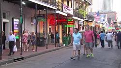 Tourists in Bourbon Street area of New Orleans News Clip
