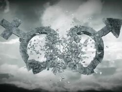 Feminine and masculine sex symbols colliding Stock Footage