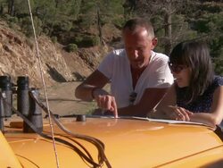 MS Shot of Couple reading map on off road bonnet / Tolox, Andalusia, Spain Stock Footage