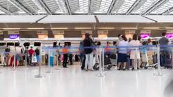 Airport Check-in Counter Area Time-lapse Stock Footage