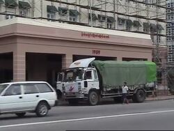 Street scenes in Yangon, damage, Red Cross workers Instructional Video