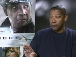 INTERVIEW - Denzel Washington on  his experiece in the flight simulator at the Flight Junket in London on 17th january 2013  Stock Footage