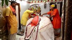 CLEAN : Indian Hindu priests commemorate the birth of Lord Hanuman News Clip
