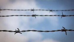 Barbed Wire - time lapse sky Stock Footage
