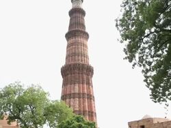 Low angle view of a tower, Qutub Minar, New Delhi, India Stock Footage