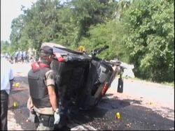 WRAP Site of roadside bomb that killed 10  troops, dead and injured at hospital News Clip