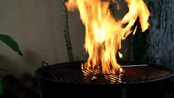 Fast fire BBQ cooking with grill Stock Footage