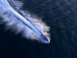 Aerial a Jet-ski rider in the bay of Eilat, Arava, Israel Stock Footage