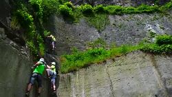 Via Ferrata Shepherd's Bluff in Bohemian Switzerland National Park Stock Footage