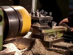 Operating the Industrial Lathe Stock Footage