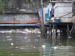 HD Polluted river in Asia Stock Footage
