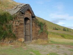 MS Shot of structure built out of stone and rock/ Reykjavik, Hofudhborgarsvaedhi, Iceland  Stock Footage