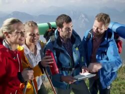 Group of backpacker looking on map Stock Footage