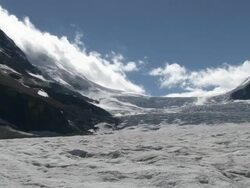 WS ZI View of Athabasca Glacier and Icefall / Jasper, Alberta, Canada   Stock Footage