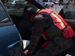 April 9 2009 MS ZI TD Mexican Soldier searching car,  Mexican and US border, Juarez, Chihuahua, Mexico, AUDIO Stock Footage