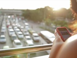 life with smartphone in capital city Stock Footage