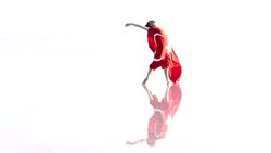 Young ballerina on the water with Turkish Flag - isolated on white Stock Footage