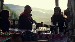 Chatting on the porch Stock Footage