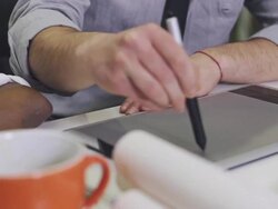 Creative team at work: with graphic pen tablet Stock Footage