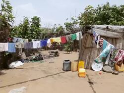 MS Hut in fisherman village / Togo Stock Footage