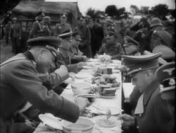 Nazis eating outdoors in ceded Sudetenland territoy Stock Footage