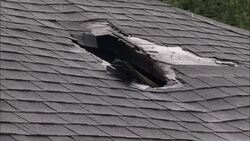 A building suffers the damages of wind, rain and flooding in New Orleans. Stock Footage
