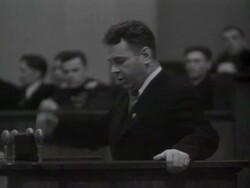 MS Politician at microphone AUDIO / Prague, Czechoslovakia Stock Footage