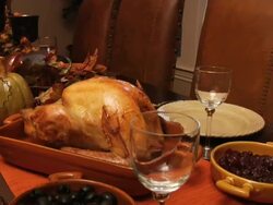 Fly Over Thanksgiving Dinner Stock Footage