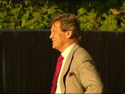 Melvyn Bragg arrives at a Diana book launch Stock Footage