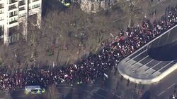 Aerials of Women's March in London News Clip