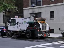 NY Department of Sanitation street sweeper Stock Footage