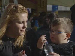 INTERVIEW - Jakob and his mum talk about their day at 'Rays of Sunshine' Children's Charity Grant Sick Child's Wish To Meet Batman And Spiderman Stock Footage