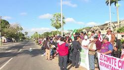 CLEAN : Bolivia Amazon protesters demonstrate outside pope meeting News Clip