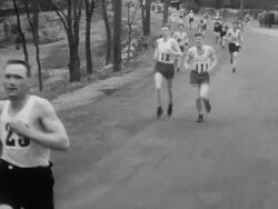 German American Paul De Bruyn wins Boston Marathon Stock Footage