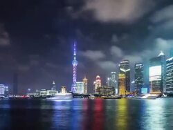 T/L WS Sightseeing Boats Parade / Shanghai, China Stock Footage