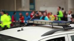 HD - Marathon, Police Lights Stock Footage