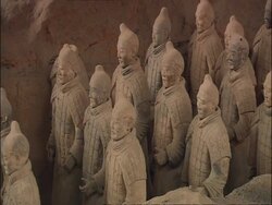 Terracotta Army, side view, Museum of Qin, Xian, China Stock Footage