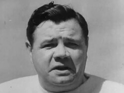 Babe Ruth speaking to camera Stock Footage