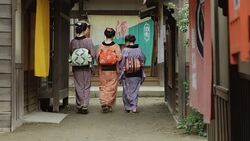 Edo Period Women on Village Street Stock Footage
