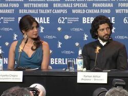 Priyanka Chopra, Farhan Akhtar at Don - The King Is Back Press Conference: 62nd Berlin International Film Festival 2012 at the Grand Hyatt on February 10, 2012 in Berlin, Germany. (Footage by WireImage Video/Getty Images Entertainment Video) Stock Footage