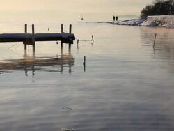 Sunset by the sea in winter. Stock Footage