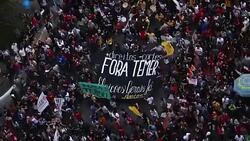 CLEAN : Mass protests in Sao Paulo against new president Temer News Clip