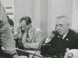 1951: WHAT-IF SCENARIO: SYRACUSE 'AFTER': INT Operations Center, various department people busy answering telephones. Man an reporting conditions to city official, 2/3rds mobile units reporting. 1950s Horror, 1950s Sci-fi, The Red Scare, McCarthyism. Instructional Video